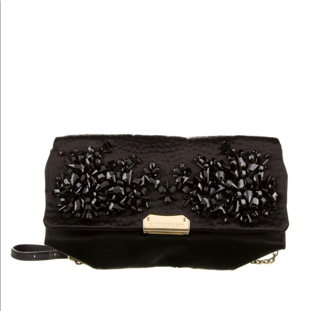 Black satin Burberry evening bag